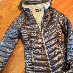 NWT NEW BALANCE Silver Puffer Coat/Jacket MED